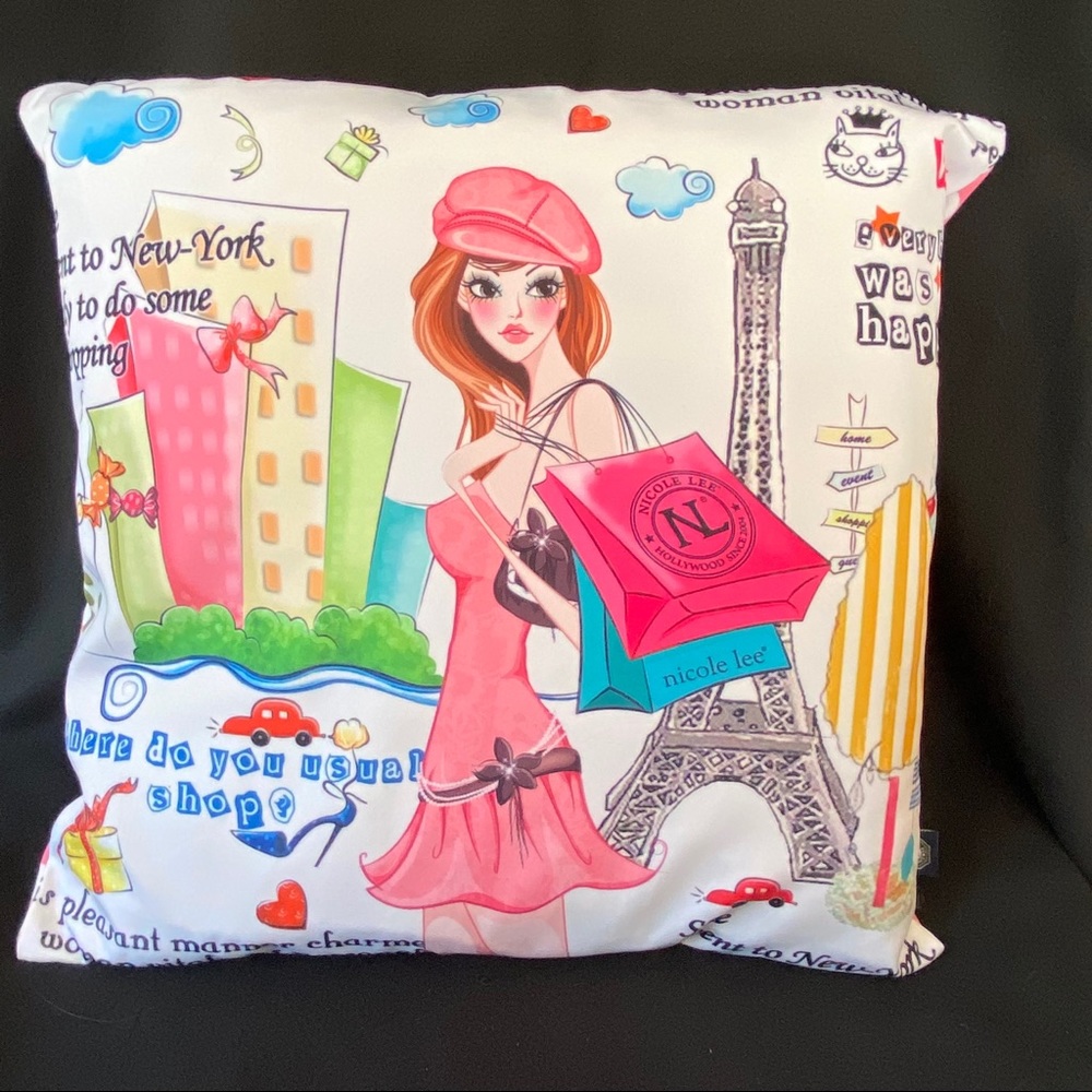 NICOLE  LEE SHOPPING GIRL FASHION  PILLOW COVER
